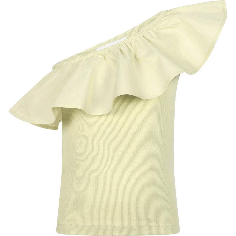 MOLO Light olive green cotton top with one shoulder ruffle strap