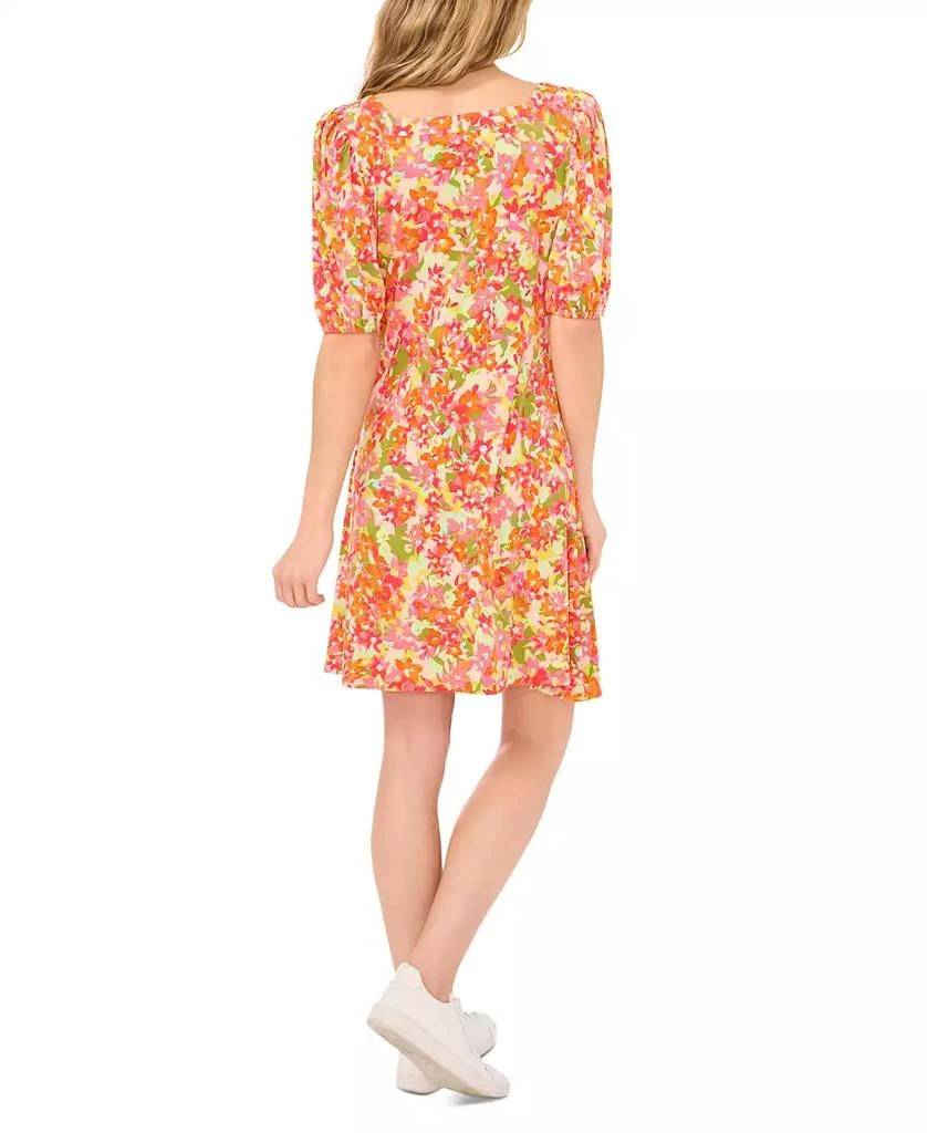 CeCe Women's Printed Square Neck Puff Sleeve Knit Dress 2