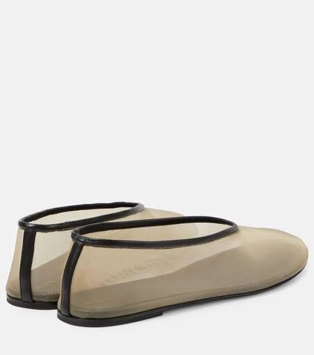 Khaite Marcy leather-trimmed mesh ballet flats 3