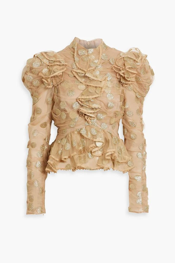 Zimmermann Ruffled glittered polka-dot tulle blouse 1