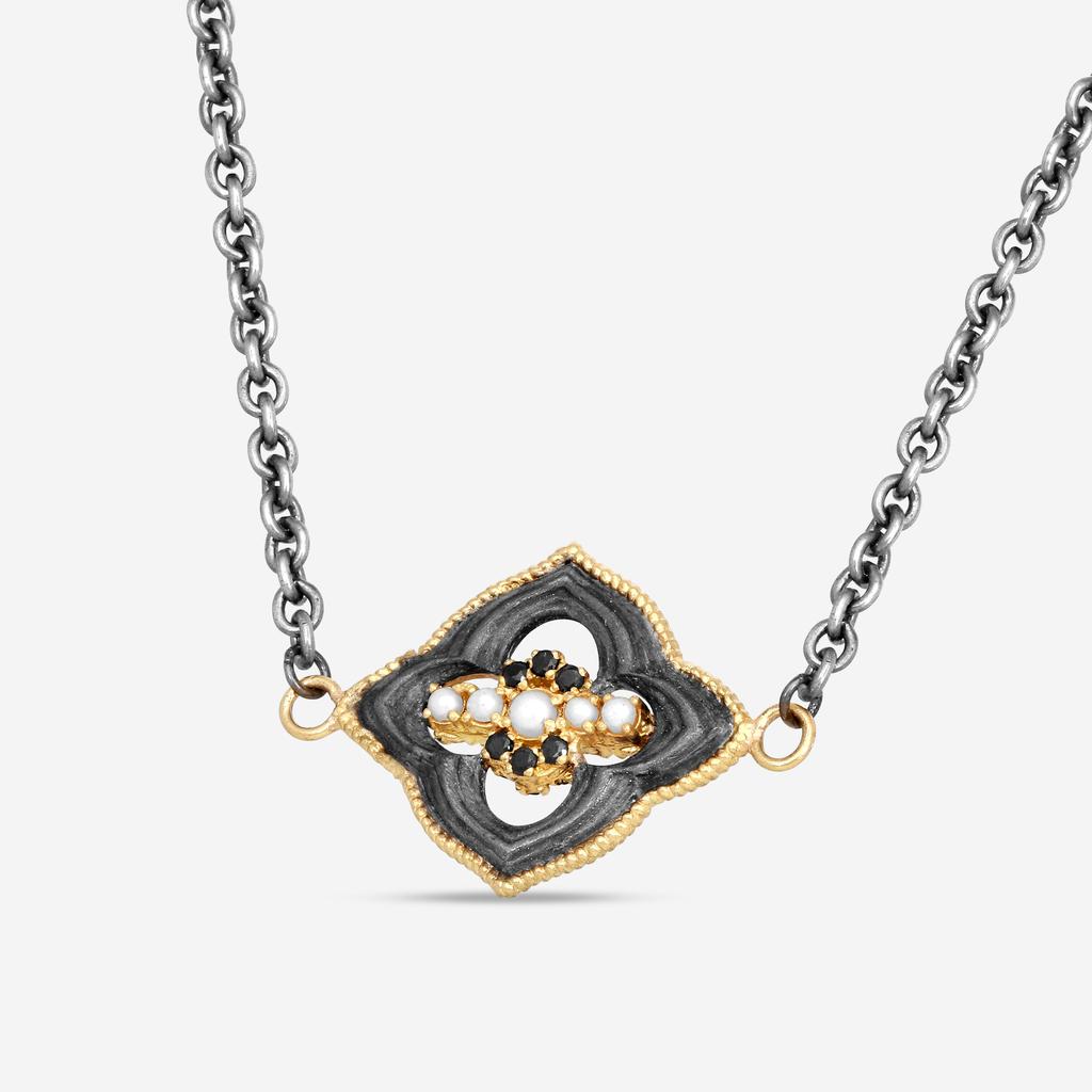 Armenta Armenta 18K Yellow Gold, Blackened Sterling Silver Multistone Station Necklace 19528