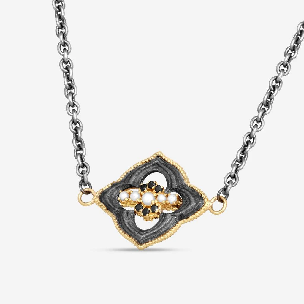 Armenta Armenta 18K Yellow Gold, Blackened Sterling Silver Multistone Station Necklace 19528 2