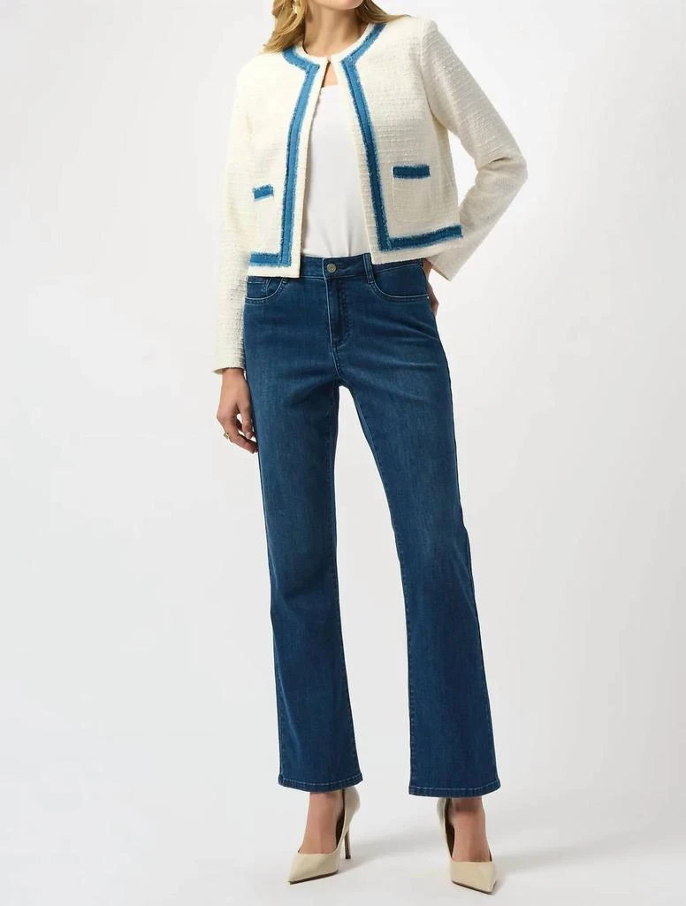 JOSEPH RIBKOFF Joseph Ribkoff - Denim Trim Textured Bouclé Jacket 4