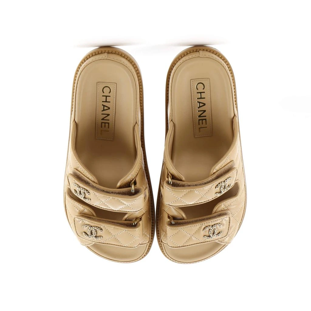 Chanel Women's Velcro Dad Sandals Quilted Leather 2