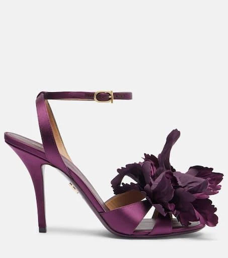 Salvatore Ferragamo Ghilly 95 floral-appliqué satin sandals 4