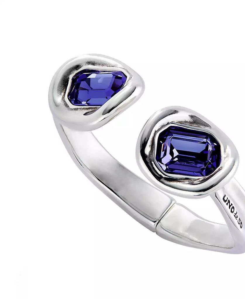 UNOde50 Rigid Metal Alloy Bracelet Plated in Sterling Silver with Two Purple Faceted Crystals 3