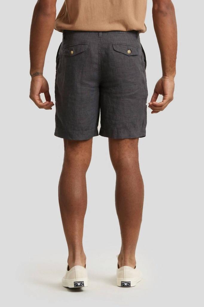 Grayers Aventura Washed Linen Shorts In Charcoal