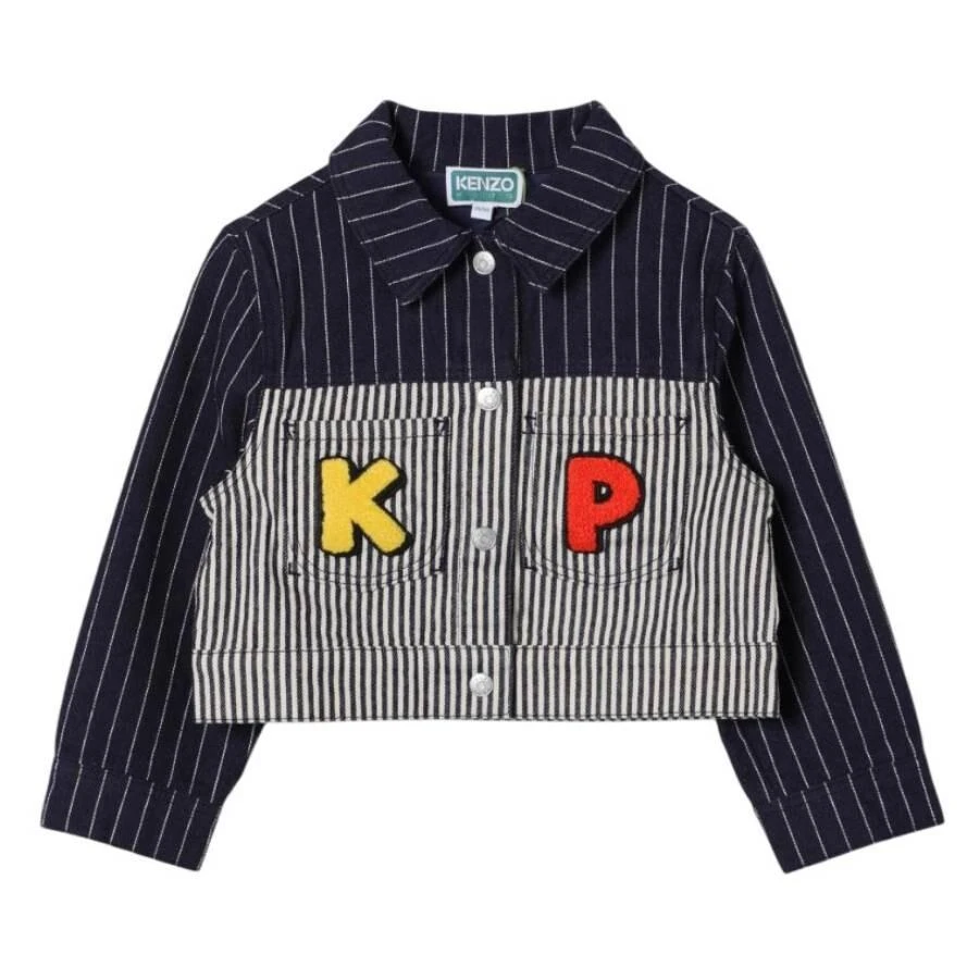 Kenzo Kids Striped Cotton Denim Jacket