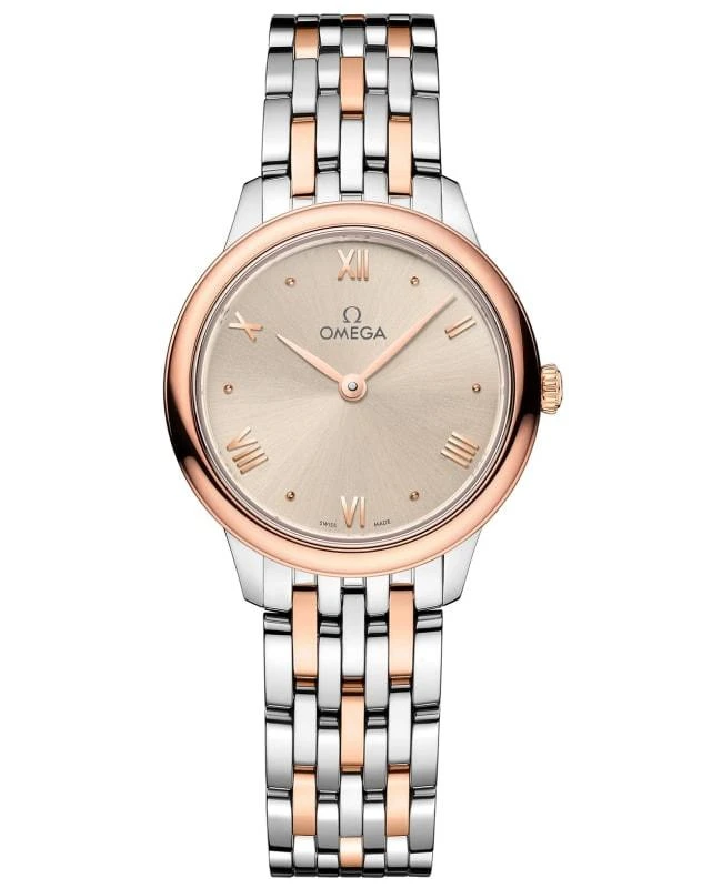 Omega Omega De Ville Prestige Quartz 27.5mm Linen Dial 18K Rose Gold and Steel Women's Watch 434.20.28.60.09.001 1