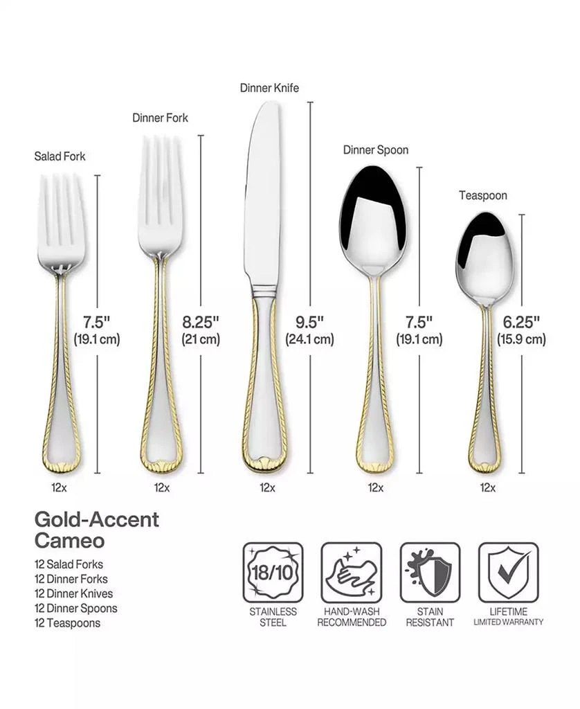 Mikasa Cameo Gold 65 Pc. Flatware Set, Service for 12 3