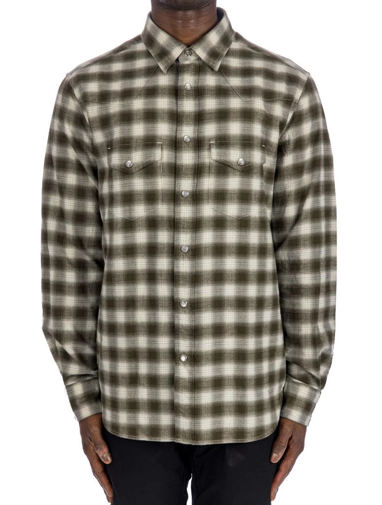 Tom Ford Mens Grand Check Western Shirt in Green 1