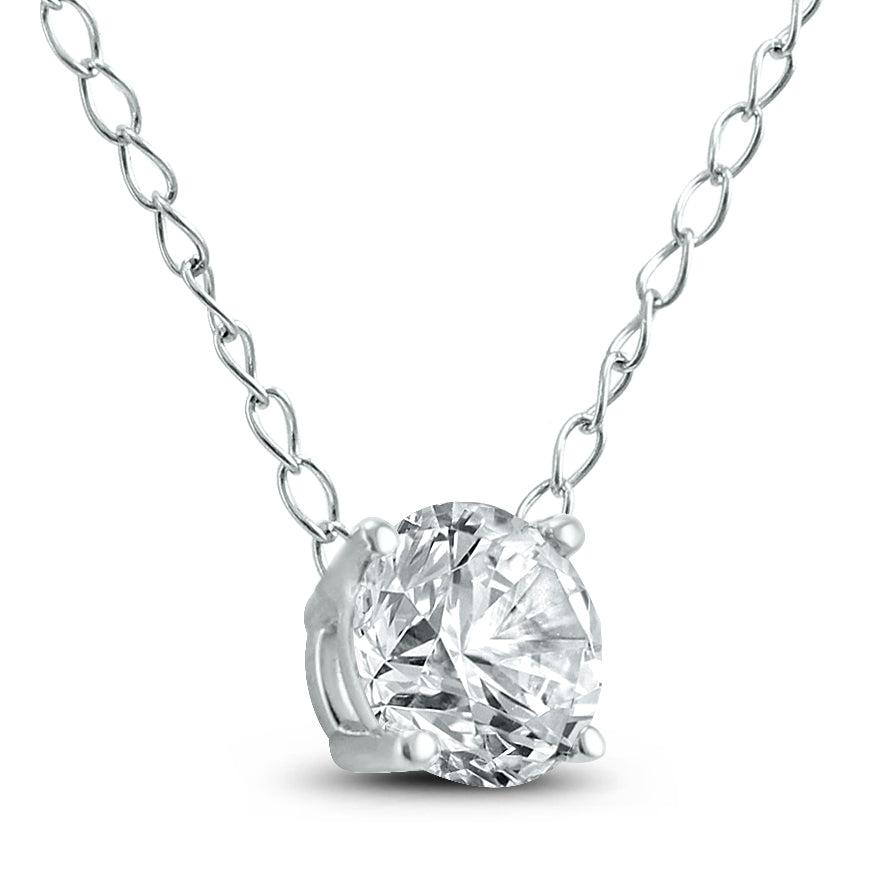 Monary 1/4 Carat Floating Round Diamond Solitaire Necklace in 14K White Gold