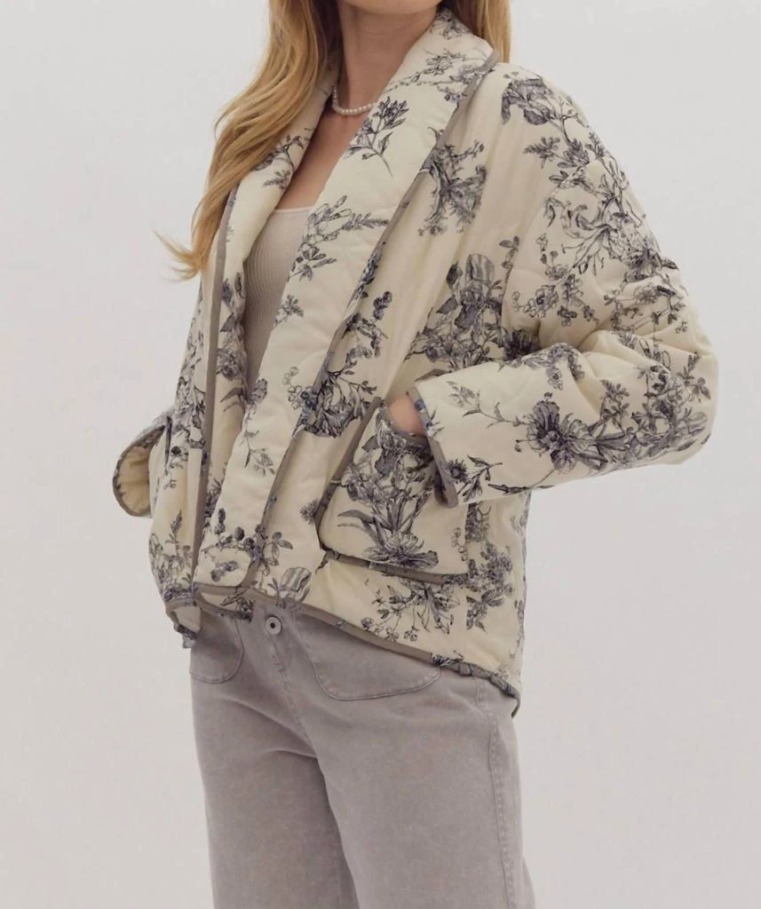 entro Layers Of Love Floral Quilted Jacket In Ecru 3