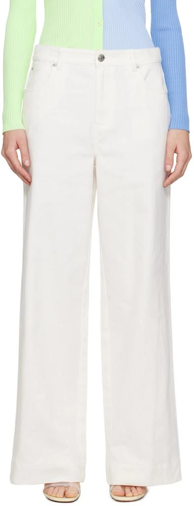 Staud White Grayson Denim Trousers 1