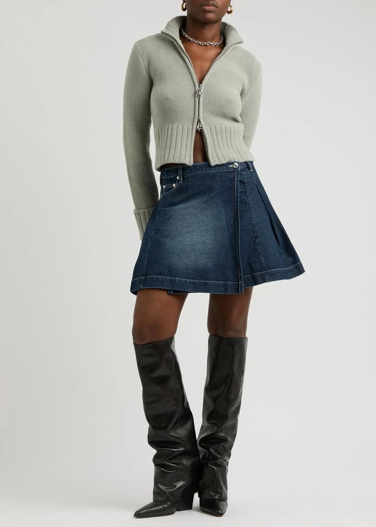 House Of Sunny Pleated denim mini wrap skirt 4