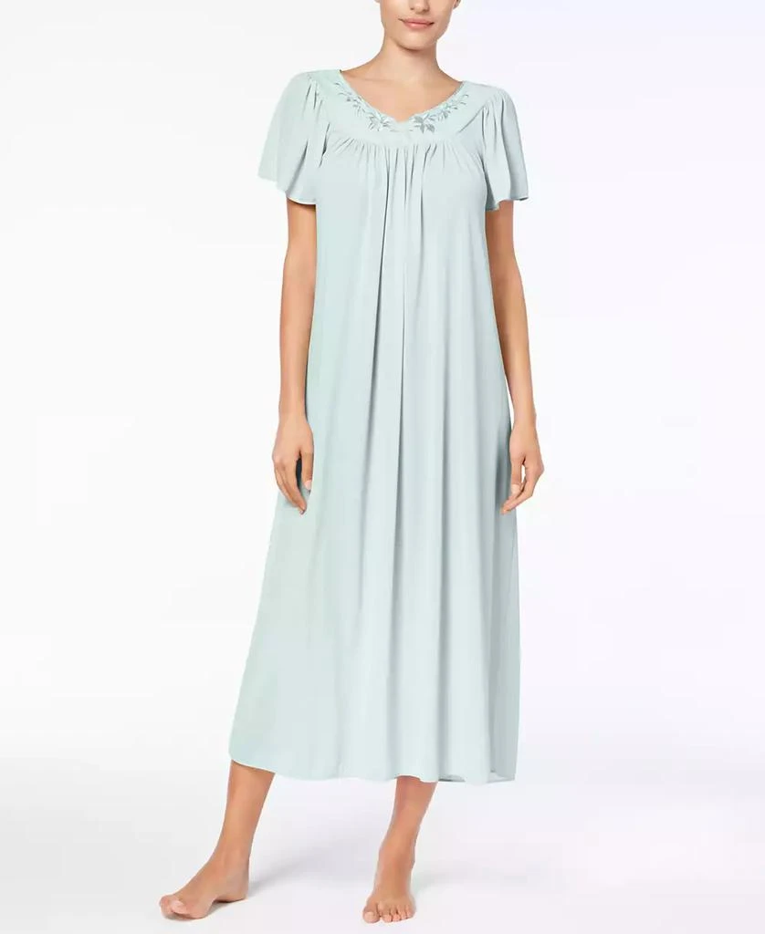 Miss Elaine Embroidered Tricot Long Nightgown 1