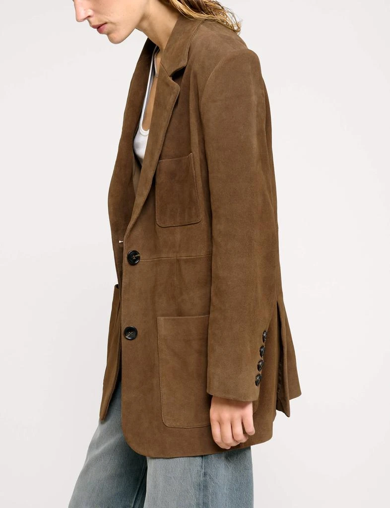 Pixie Market Brown Genuine-Leather Suede Blazer 3