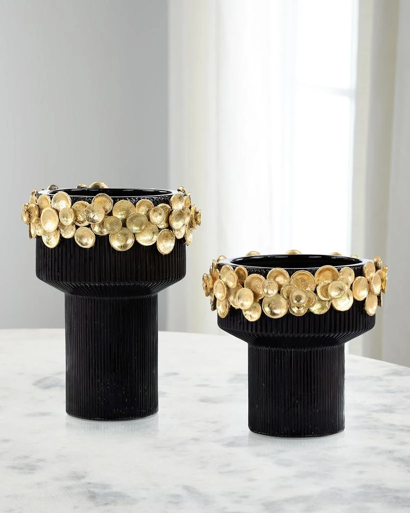 John Richard Golden Disc Vases, Set of 2 1