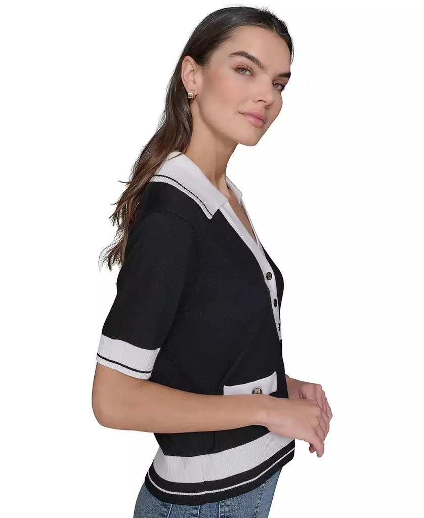 Karl Lagerfeld Paris Women's Short-Sleeve Collared Sweater 4