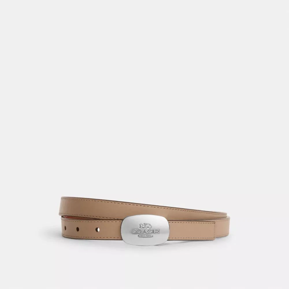 Coach Brown Plaque Buckle Cut To Size Eliza Leather Belt 1-Size Logo Buckle NWT Plaque Buckle Cut-To-Size Reversible Belt, 38 Mm  main image 2