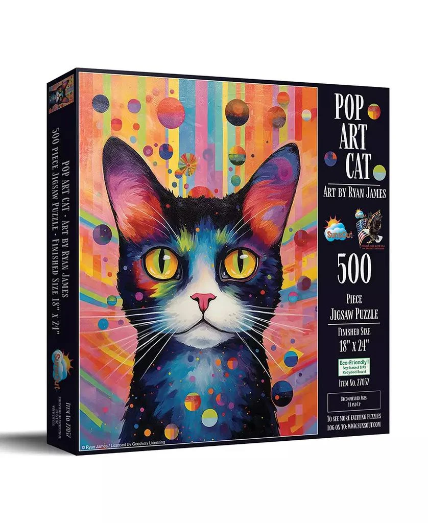 SunsOut Pop Art Cat 500 piece Jigsaw Puzzle for Adults