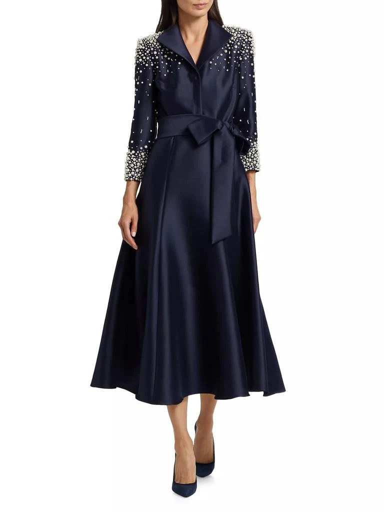 Badgley Mischka Embellished Satin Shirtdress 3