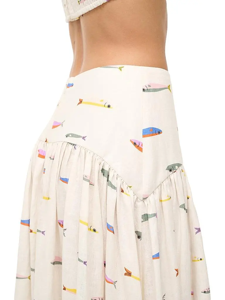 Staud Procida Fish-Print Linen Maxi Skirt - Dresses & Skirts - Free Shipping - BeyondStyle Staud Procida Fish-Print Linen Maxi Skirt - Dresses & Skirts - Free Shipping - BeyondStyle