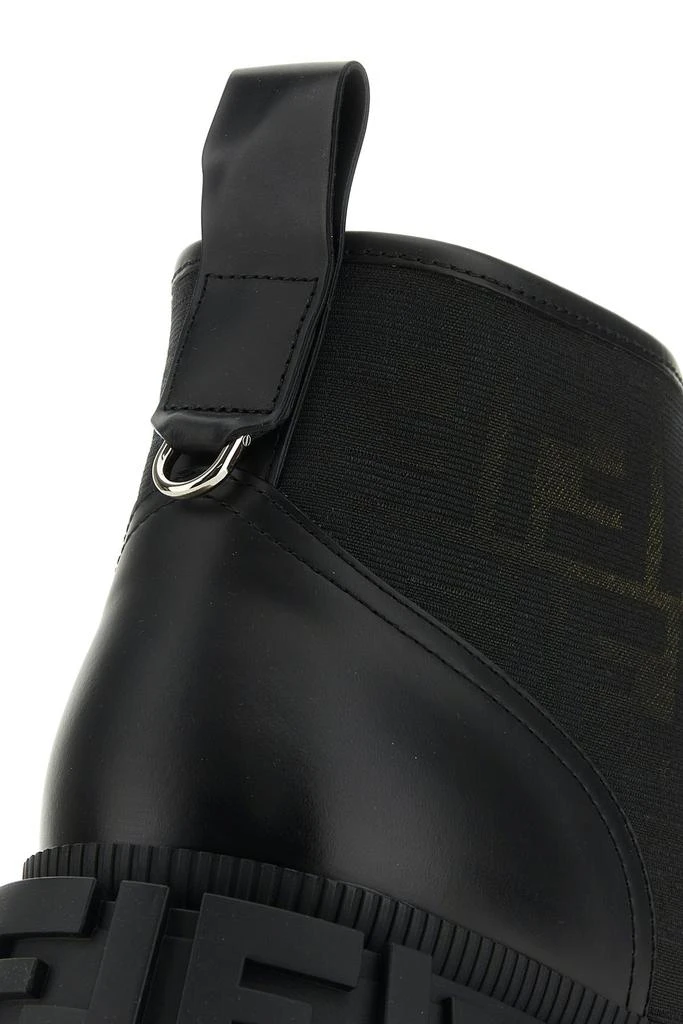 Fendi Two-tone leather and fabric Fendi Force ankle boots 3