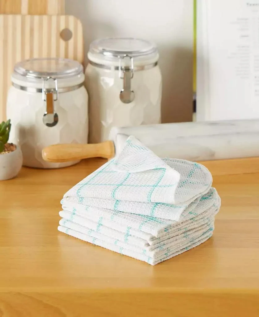 Design Imports Scrubber Dishcloths Collection Windowpane Dishrag Set, 12x12", White/Aqua Stripe, 6 Piece 5