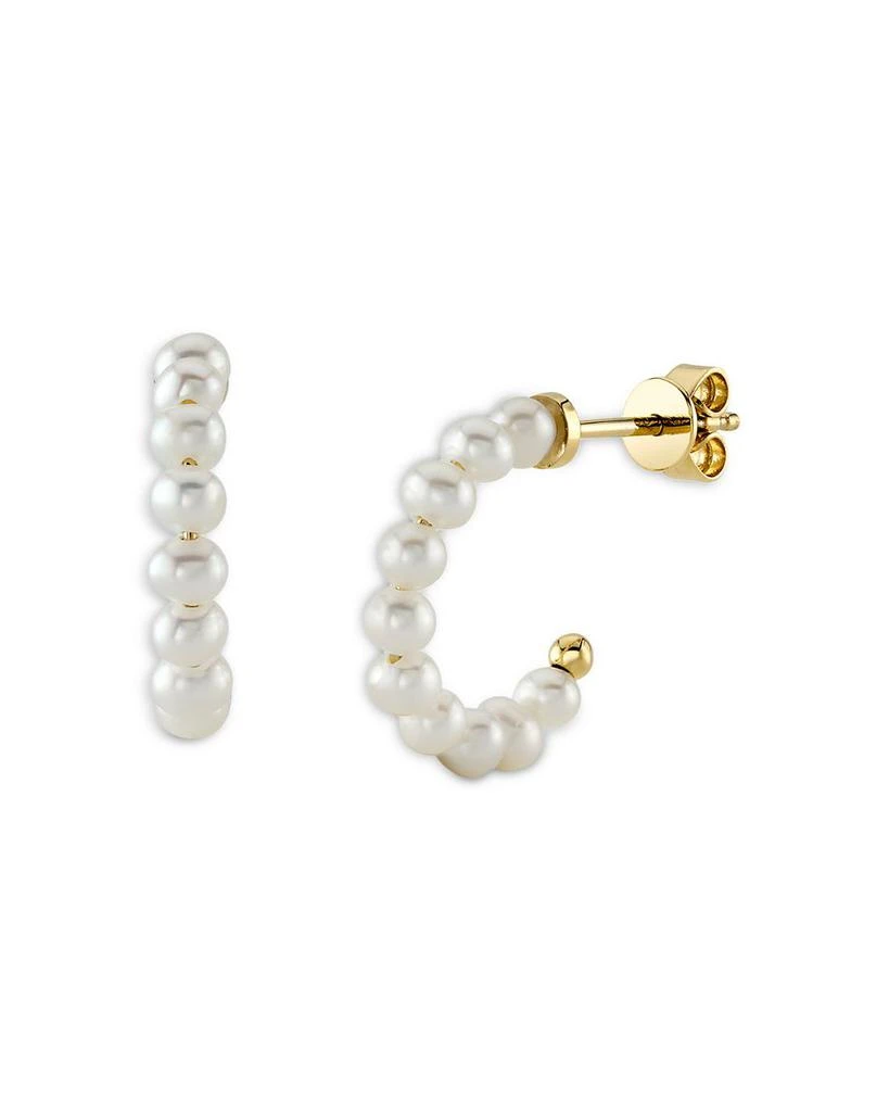 Moon & Meadow 14K Yellow Gold Pearl Huggie Earrings 1