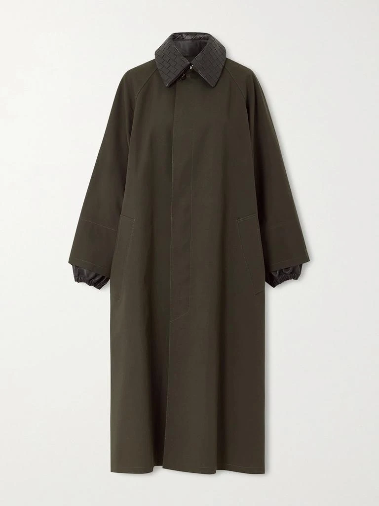 Bottega Veneta Intrecciato Leather-trimmed Cotton-blend Trench Coat  - IT38
