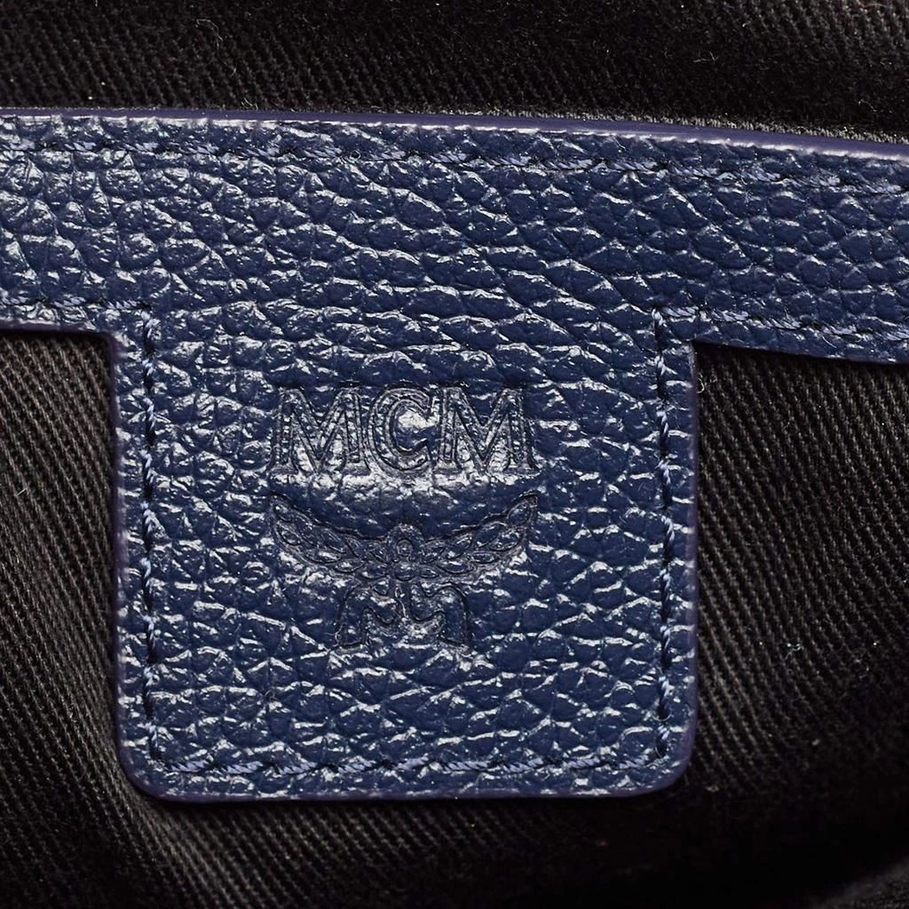 MCM MCM Navy Blue/Tan Leather and Stark Visetos Coated Canvas Backpack 11