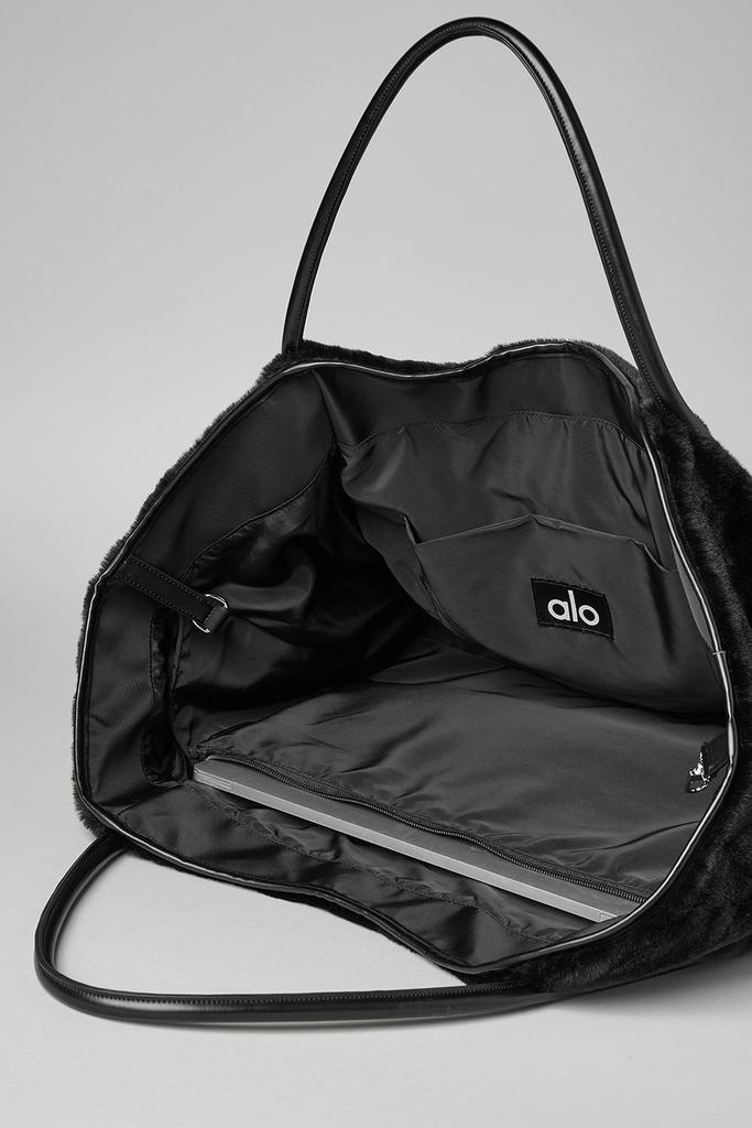 Alo Faux Fur Tote Bag - Black - Tote Bags - Free Shipping