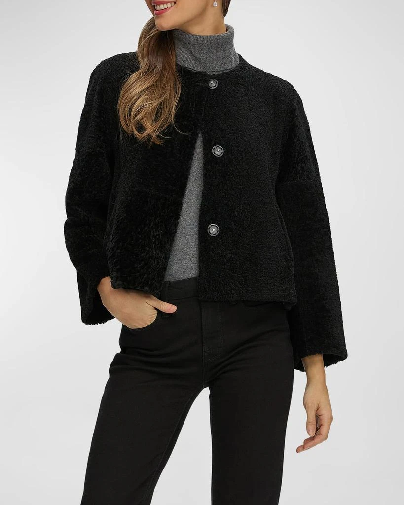 Gorski Reversible Collarless Shearling Lamb Jacket 7