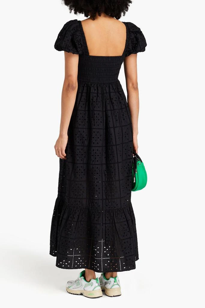 Ganni Shirred broderie anglaise cotton maxi dress 3