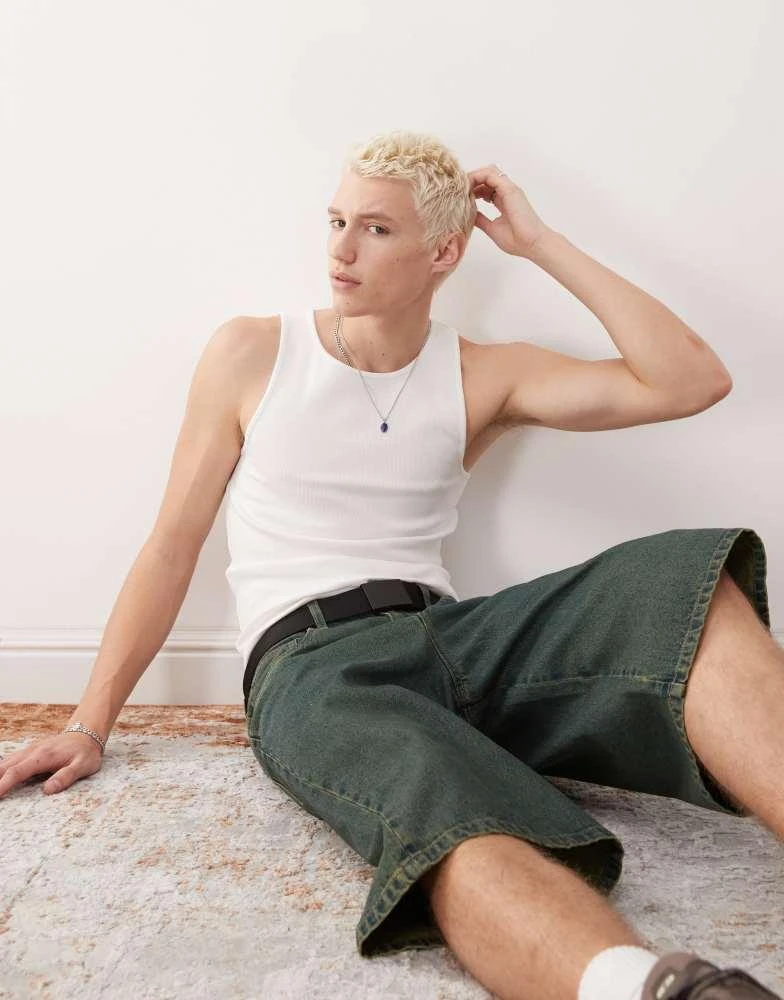 COLLUSION COLLUSION ribbed vest in white 1