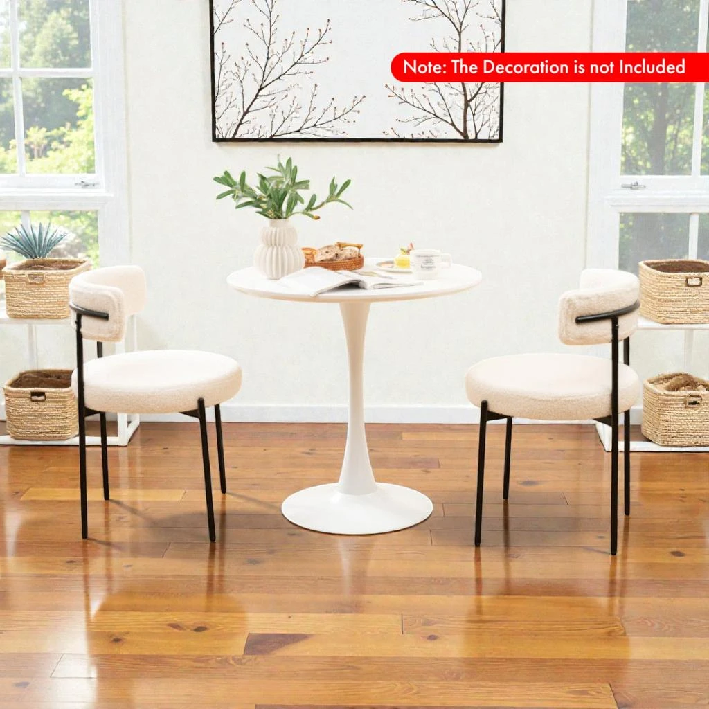 Hivvago Boucle Accent Dining Chair with Rounded Back and Sturdy Metal Frame - Set of 2 2