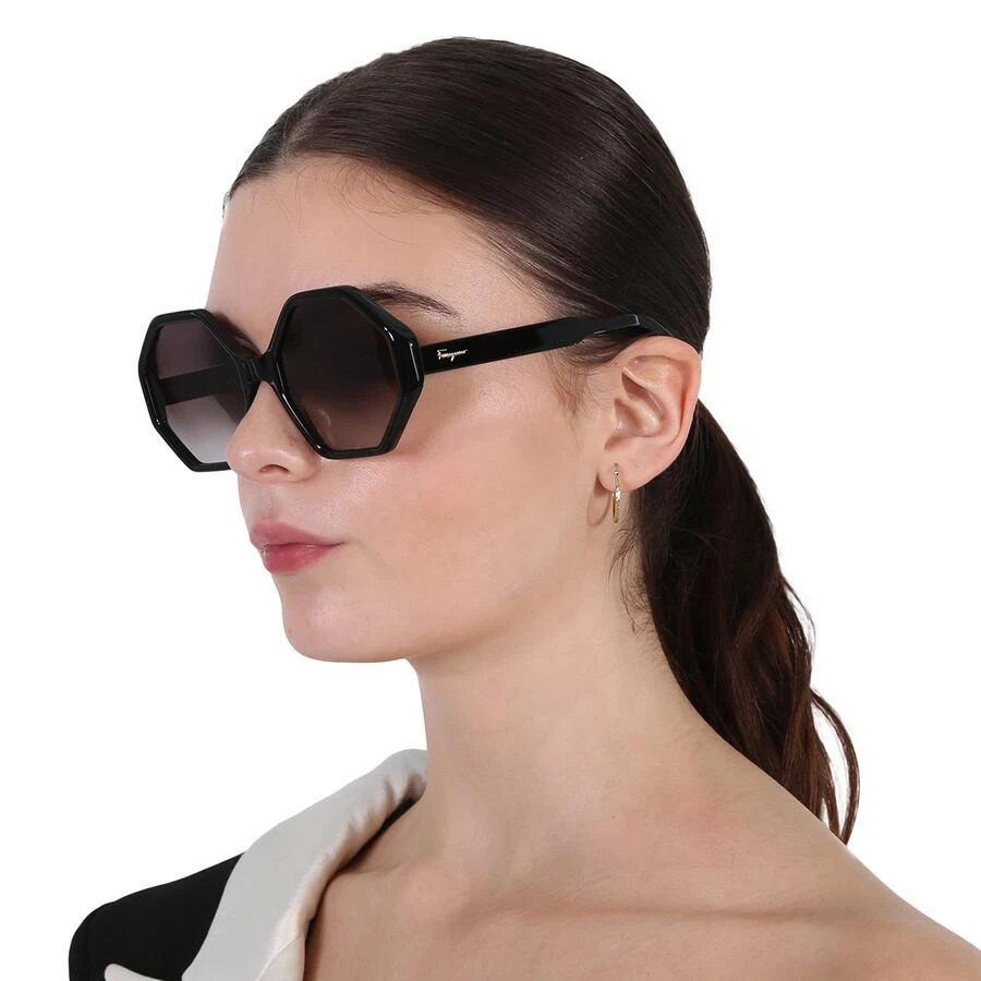 Salvatore Ferragamo Salvatore Ferragamo Grey Gradient Hexagonal Ladies Sunglasses SF1070S 001 52 2