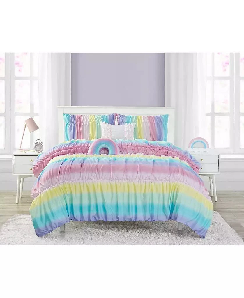Alex + Bella Rainbow Ruched Pink 5-Piece Microfiber Comforter Set - 1