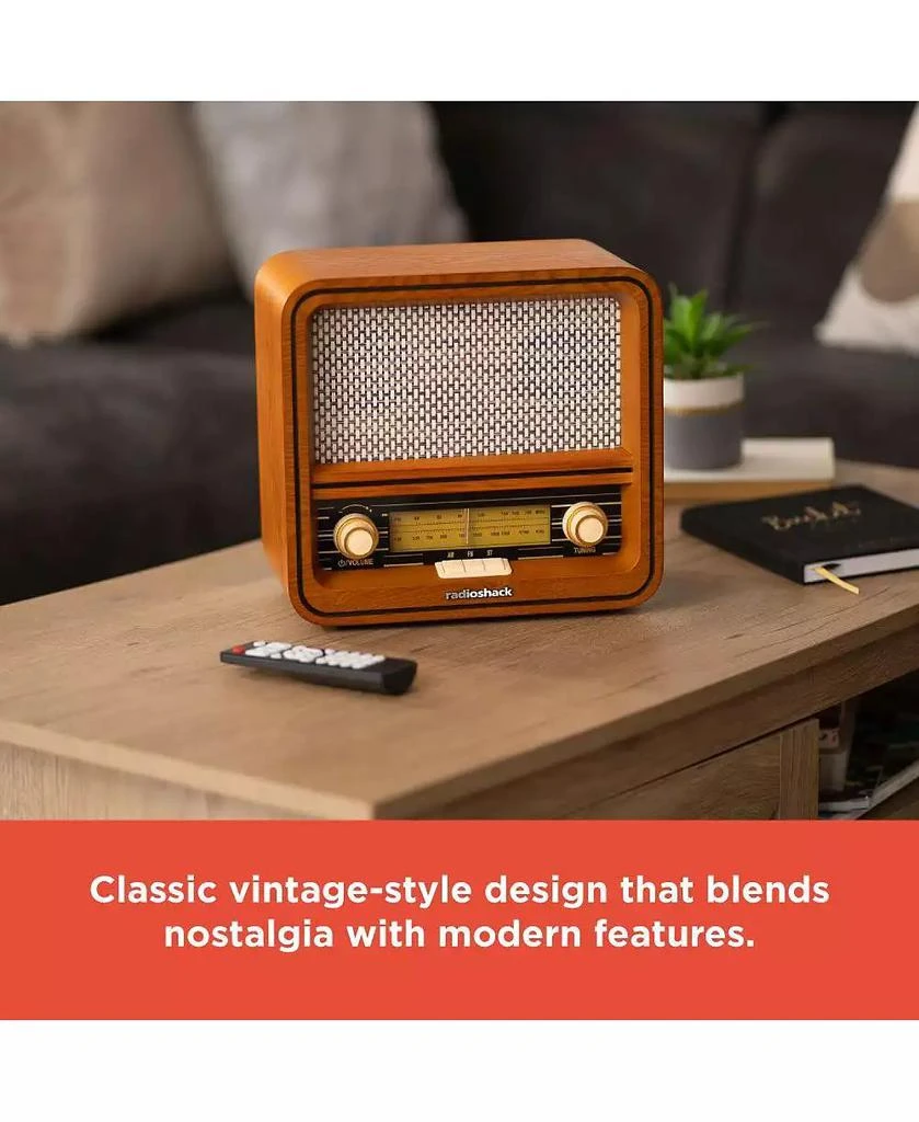 RadioShack Retro AM/FM Radio, Vintage and Classic Wood Style, Bluetooth, Dual 5W Speakers – 4001796 2