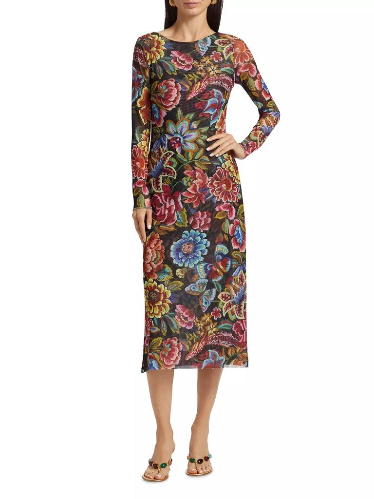 Johnny Was Maldova Floral Mesh Midi-Dress 2
