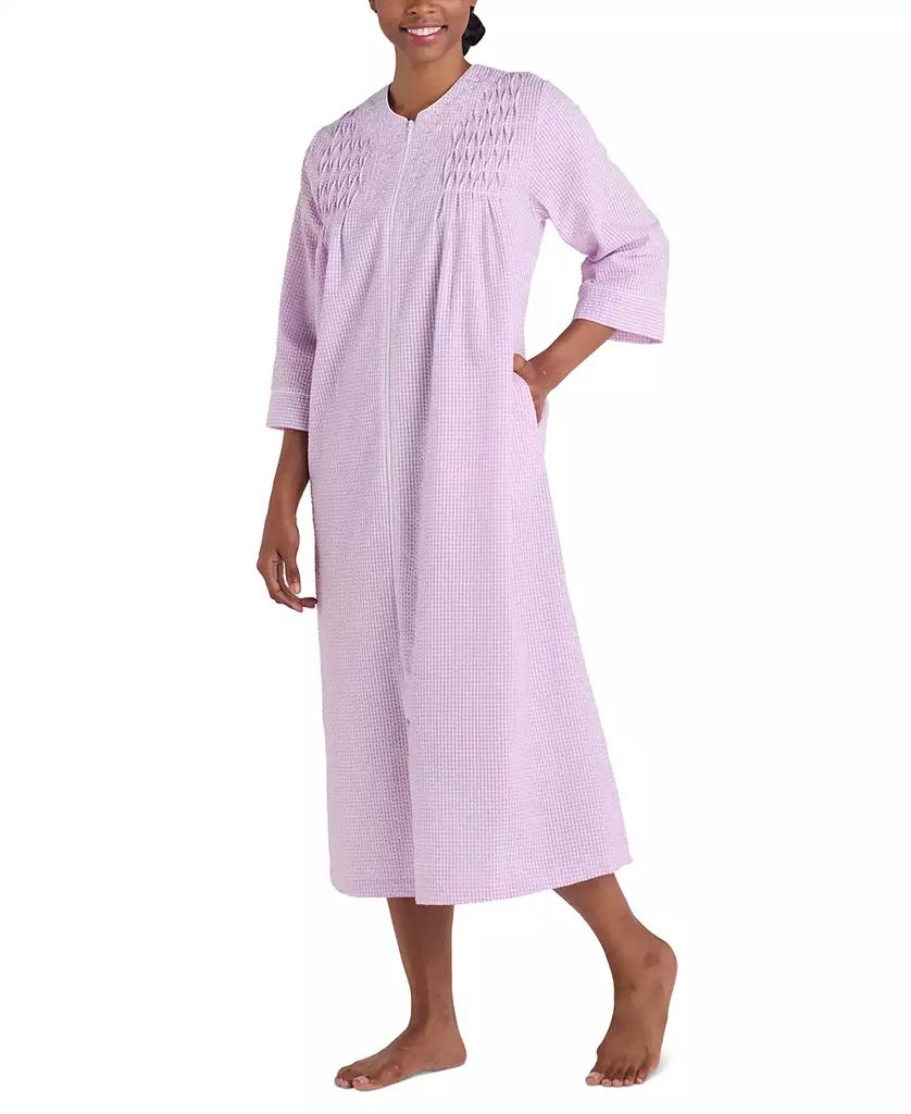 Miss Elaine Women's 3/4-Sleeve Zip-Front Seersucker Robe