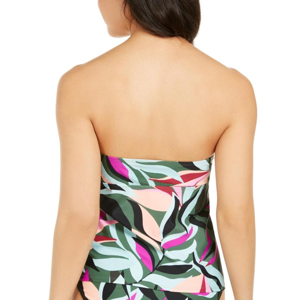 Hula Honey Juniors Hyper Tropics Womens Printed Strapless Swim Top Separates