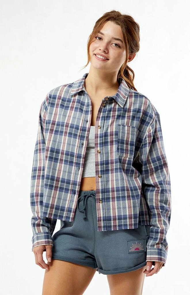 Outer Banks Treasure Distressed Cropped Flannel Shirt 1