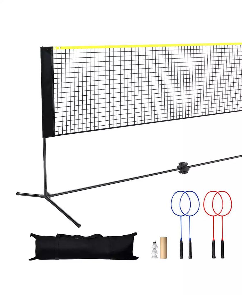 Mecale Adjustable Badminton and Volleyball Net, 20 ft Foldable Tennis Net Set with Poles, Bag, Rackets and Shuttlecocks for Backyard Indoor Outdoor