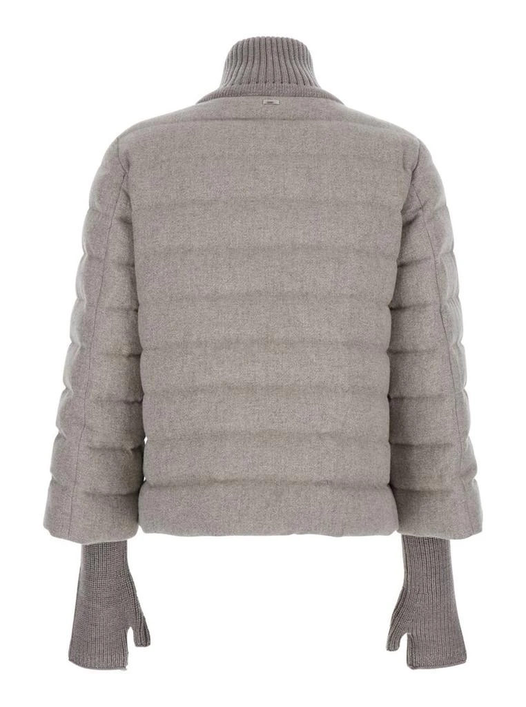 Herno Beige Down Jacket With Drawstring High  Neck And Removable Gloves In Tech Fabric Woman 2