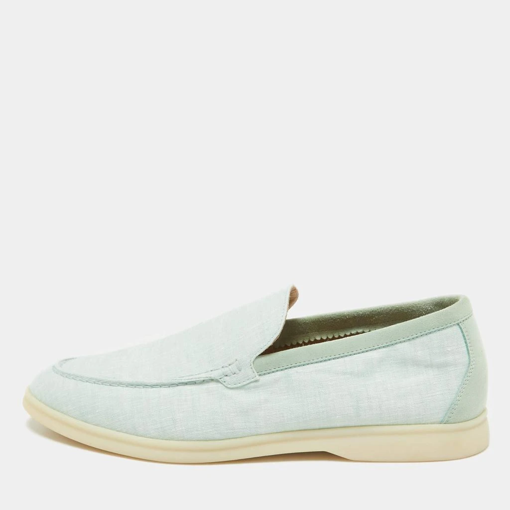 Loro Piana Loro Piana Green Canvas and Suede Summer Walk Loafers Size 42 1
