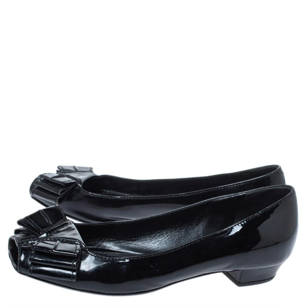 Yves Saint Laurent Yves Saint Laurent Black Patent Leather Bow Peep Toe Ballet Flat Size 35 4