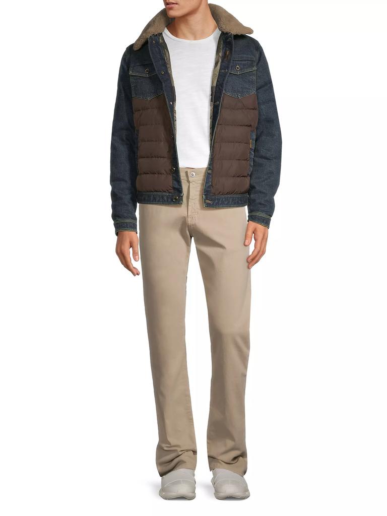 Moorer Shearling-Trimmed Denim Jacket