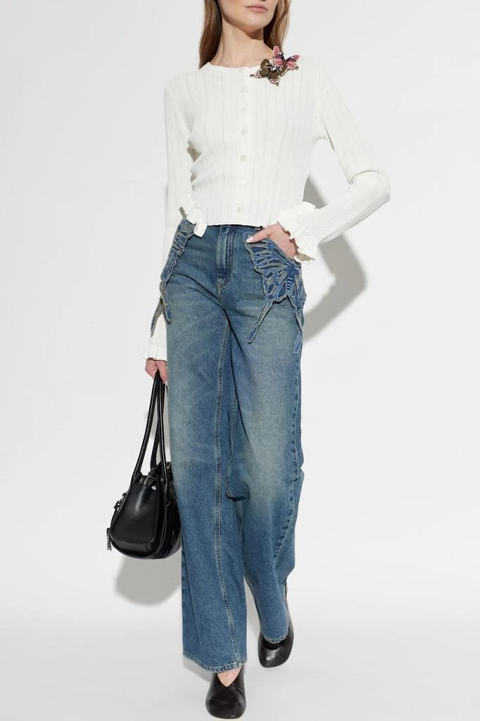 BLUMARINE Blumarine Butterfly Appliqué Ruffled Cardigan 3